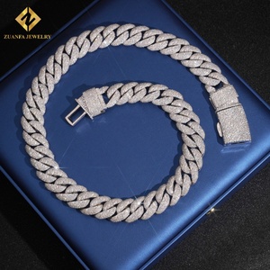 Cadena Cubana de 18 mm con Incrustaciones de Mosaico para Hombre, Collar Miami, Joyería Hip Hop con Diamantes de Moissanita en Plata 925 - Product Image 4