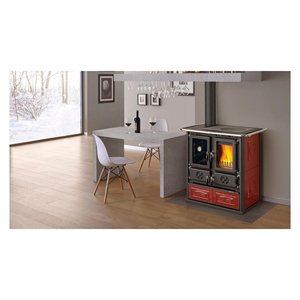 Poêle à bois 7,9 Kw Rosetta Sinistra Vst 16 Liberty Céramique Bourgogne 5 étoiles 88,5x57,2x84,3 Cm - Product Image 2