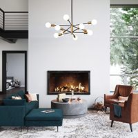 TSINYE Lustre Moderne Ajustable Noir Or LED Plafonnier Acrylique Mid Century Pendentif Éclairage pour Cuisine Salon
