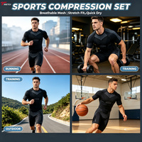 Ensemble de sous-vêtements de sport pour homme TIMETEX, manches courtes, compression, évacuation de l'humidité, ajustement parfait