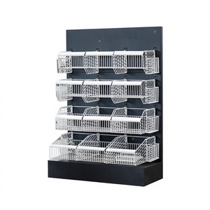Étagère de présentation métallique à roulettes à 4 niveaux ADONG |   Étagère inclinée sur roulettes |   Présentoir de vente au détail OEM Vietnam A34 Installation facile - Product Image 1