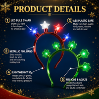 Lampu LED Natal Grosir, Headband Lampu Bunga Bintang Menyala, Perlengkapan Pesta Liburan, Pasokan Grosir