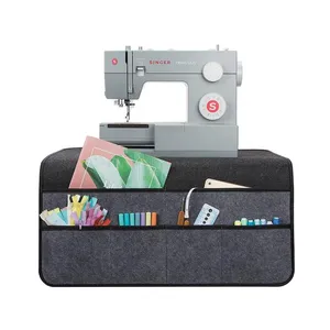 Alfombra para máquina de coser hecha de fábrica, cubierta de máquina de coser de varios bolsillos, bolsa de almacenamiento adecuada para máquina de coser