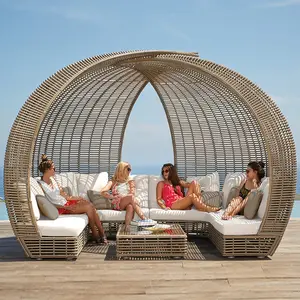 Open - air bird nest round rattan outdoor longue courtyard seaside daybed garden poolside furniture