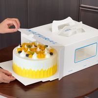 Caixa para Bolo com Janela e Alça, Logotipo Personalizado, Embalagem para Presente de Padaria, Bolsa Térmica para Entrega, Caixa de Papel para Bolo de Aniversário para Viagem