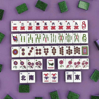 Set Mahjong Amerika 160pcs Sparkle Green Glitter, Warna Ivory di Bagian Depan, Ungu dan Putih di Samping, Hadiah Koleksi untuk Liburan
