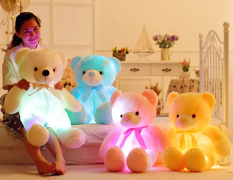 In Stock Soft Night Glow Companion Doll Teddy Bear Plush Toy Light Up Led Teddy Bear