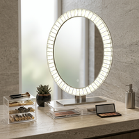 Miroir LED rectangulaire mural réglable à commande tactile, style Art Déco moderne, éclairé, anti-buée, écologique et durable pour le maquillage