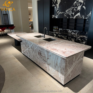 Apertura moderna <span class=keywords><strong>cucina</strong></span> <span class=keywords><strong>isola</strong></span> con armadi di stoccaggio a metà forma ovale tavolo da pranzo tutto Design <span class=keywords><strong>isola</strong></span> con lavandino e rubinetto - Product Image 4