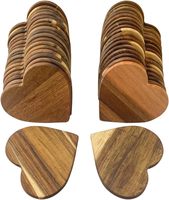Sous-verres en bois d'acacia en forme de cœur pour la Saint-Valentin, cadeaux et artisanat pour la fête des pères et la fête des mères