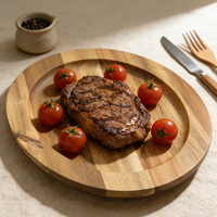 Plateau de service et planche à charcuterie jetables en bois d'acacia rond, écologiques, pour la décoration de la maison, la table basse et la cuisine