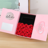 Kotak Hadiah Kreatif Ornamen Kalung Lipstik, Kotak Hadiah Bunga Sabun Hadiah Hari Valentine Bunga Mawar
