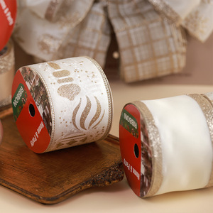 Pita Natal Kain Mewah Baru untuk Dekorasi DIY, Pita untuk Kemasan Hadiah, Gaya Mewah Ringan - Product Image 3
