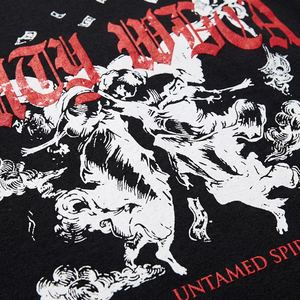 T-Shirt Nera a Maniche Lunghe da Uomo, Stile Streetwear Hip Hop, Vestibilità Ampia, con Stampa Grafica Artistica Gotica - Maglietta all'ingrosso - Product Image 4