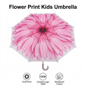 Parapluie droit transparent moderne 8K pour enfants, semi-automatique, avec poignée en plastique, pour la plage et la pluie, logo personnalisable - Product Image 2