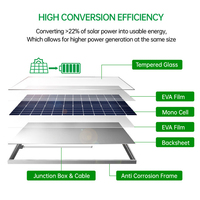 Panneau solaire monocristallin 5W 10W 20W 30W 50W 100W 150W 200W 250W 300W Module PV Prise en charge OEM
