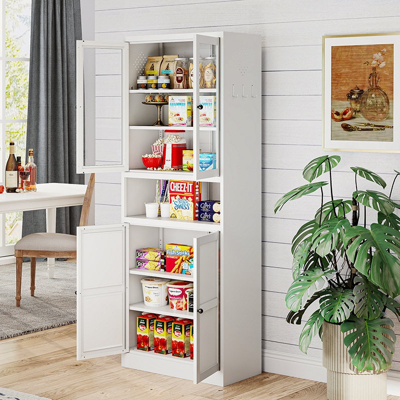Tall White Modern Freestanding Pantry Cupboard