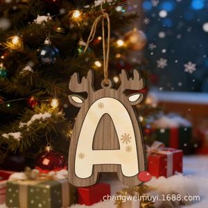 Pendentif en bois en forme de renne, ornements suspendus découpés au laser en bois massif, décoration de Noël, étiquette cadeau A - Product Image 5