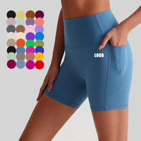 Shorts de sport taille haute à séchage rapide, 32 couleurs personnalisables, avec poches, effet push-up, anti-transpiration, style legging de yoga