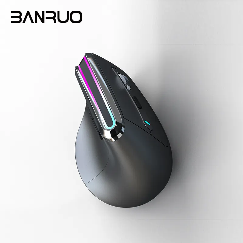 2023 New Trend Colorful V20LD RGB Vertical BT Wireless Dual Mode Mouse Charging Ergonomic Hand Hold Straight Mouse