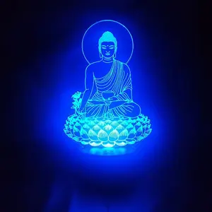 Lampe de bureau 3D LED avec USB, luminaire de Table, bouddha