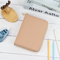 Vendeur chaud A7 galet cuir Budget liant portefeuille pour argent comptant organisateur Journal feuilles mobiles anneau classeur cahier planificateur Zippy