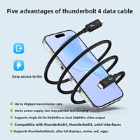 Câble de données Thunderbolt 4 compatible USB4/Thunderbolt 3, charge rapide 240W, USB-C 40 Gbps, mise en miroir vidéo 8K pour ordinateur externe