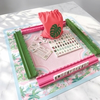 Juego de Mahjong de Lujo con Hilos Acrílicos y Diseño de Gatos, Mesa de Mahjong Plegable Moderna para 4 Jugadores, para Amantes de los Gatos