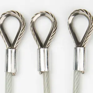 High Tesile Safety Single Leg Galvanized Aircraft Steel Wire Lifting Slings With Various Customized Swaged Eyelets Thimble End