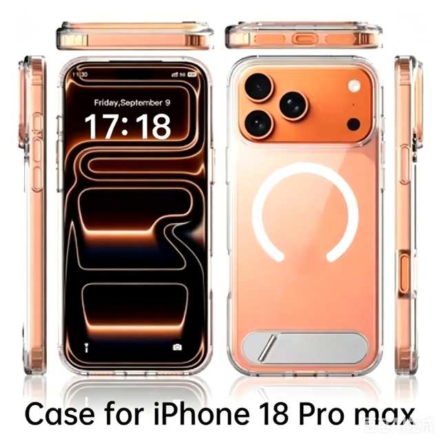 Magnetic Clear Phone Case for iPhone 18 Pro Max with Rotatable Kickstand Shockproof Cover