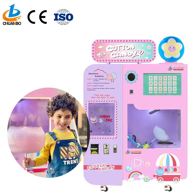 2023 Best Sell electric Commercial Factory Automatic Cotton Candy Vending Machine Floss Flower Candy Machine