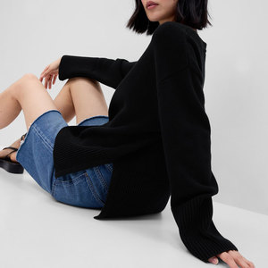Maglione Personalizzato con Logo, 100% Cotone, Maniche Lunghe, Collo Tondo, Oversize Invernale Nero per <span class=keywords><strong>Donna</strong></span> - Product Image 3