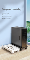 Mobile CPU Stand Study Computer Desktop Host Bracket Towers Storage Rack Cart Computer Cases with Wheels Modern Platform Black