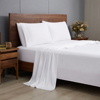 Luxe Hôtels 5 Étoiles Brodé 100 % Coton Percale Drap de Lit King Size Blanc Linge de Lit Hôtelier Drap Plat en Pur Coton