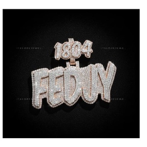 Colgante de Moissanita FEDDY 1804, Chapado en Oro de 18K, Corte Brillante, Engaste de Bisel, Estilo Hiphop, Unisex, para Fiestas y Uso Diario - Product Image 1