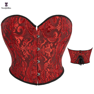 Corsetto Vintage Gotico a Fascia con Lacci, Top Corto in Raso <span class=keywords><strong>Elastico</strong></span> con Stecche, Bustier Taglie Forti 6XL, Tinta Unita da Donna - Product Image 4