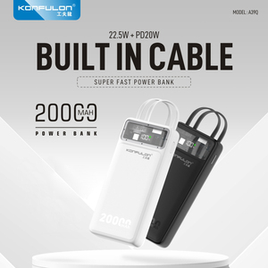 KONFULON 2024 Trending Banco de energía de 20000mAh con único desmontable incorporado tipo C y Cables de 8 pines 20W <span class=keywords><strong>Recarga</strong></span> de teléfono móvil - Product Image 3