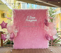 Mur de toile de fond en tulle rose poudré à volants 8x8ft pour mariage, toile de fond décorative en tulle rose pour événements et fêtes
