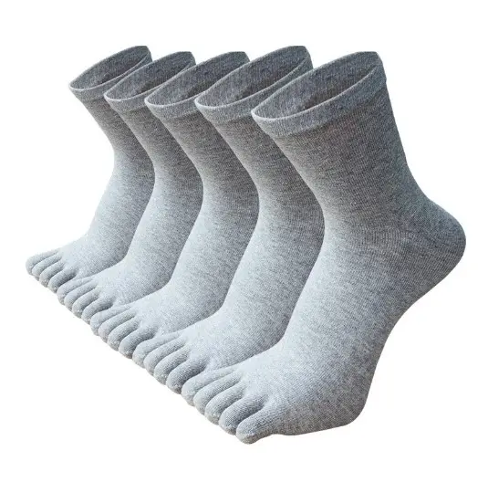 Chaussettes en coton confortables pour hommes, Tube classique épais, uni, sur mesure, à cinq orteils, faible quantité minimale de commande mc