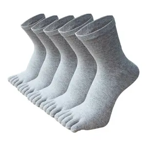 Plain classic Dress Custom Tube Men Cotton Five Toe Business socks LOW MOQ