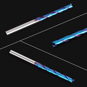 <span class=keywords><strong>Fraise</strong></span> en spirale <span class=keywords><strong>extra</strong></span> <span class=keywords><strong>longue</strong></span> Upcut <span class=keywords><strong>Fraise</strong></span> CNC en carbure monobloc à tige de 1/4 pouces avec revêtement Nano Blue Bits CNC End Mill - Product Image 3