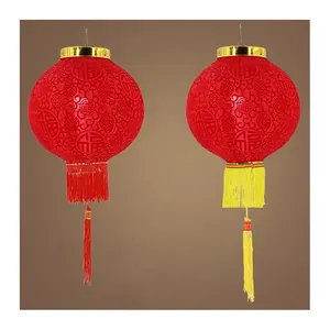 LK20191025-14 Red round silk Chinese lanterns for Chinese New Year decoration