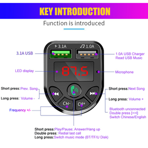 Modulateur mini audio odio mains libres chargeur de <span class=keywords><strong>voiture</strong></span> transmetteur fm led <span class=keywords><strong>bluetooth</strong></span> <span class=keywords><strong>voiture</strong></span> usb lecteur mp3 pour <span class=keywords><strong>voiture</strong></span> mp3 - Product Image 5