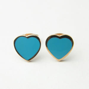 Modische Niedliche Rosa Herzförmige Schlichte Ohrstecker Gold Bunte Emaille Öltropfen Edelstahl-Schmuck für Kinder Frauen Mädchen - Product Image 3