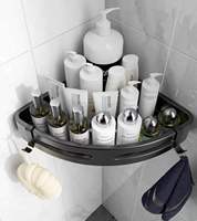 Support d'angle mural triangulaire pour salle de bain, en forme de ballon ou de douche, pour toilette, couleur noir ou argent