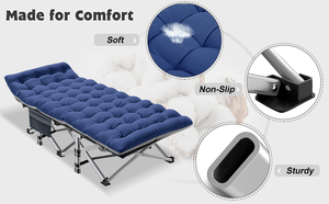 Oem Letto pieghevole thắp sáng pliant di động ngoài trời du lịch vườn hai lớp Oxford cắm trại Lều cot đơn sang trọng gấp giường - Product Image 4