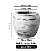 Pot Bunga Diameter Besar Gaya Wabi-Sabi Semen Antik untuk Penggunaan Dalam/Luar Ruangan dengan Bunga Lily Bambu