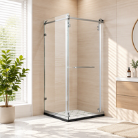Porte de douche coulissante double sur rail, sans cadre, en acier inoxydable 304, avec grandes roulettes, verre trempé 8 mm, personnalisable et de luxe, pour hôtel ou villa