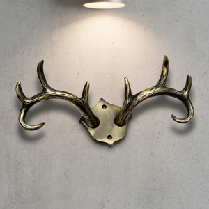 AK Brass Antler Shape Wall <b>Hook</b> Brass Finished <b>Decorative</b> <b>Coat</b> Hanger Wall Mounted <b>Hook</b> Clothes Hanger Home Interior Decor - Product Image 1