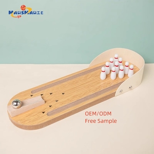 Mini Bowling gioco portatile in legno per bambini pratica <span class=keywords><strong>abilità</strong></span> di allenamento gioco Desktop - Product Image 2